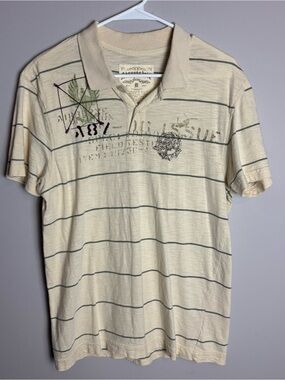 Abercrombie & Fitch Vintage Y2K Striped Collared Short Sleeve T Shirt Size M
